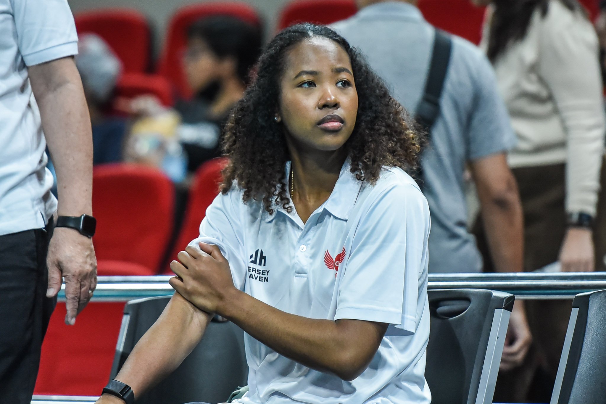 MJ Phillips gets reduced into a cheerleader when Petro Gazz dominated Cignal in the PVL All-Filipino Conference late Tuesday at the Philsports Arena.