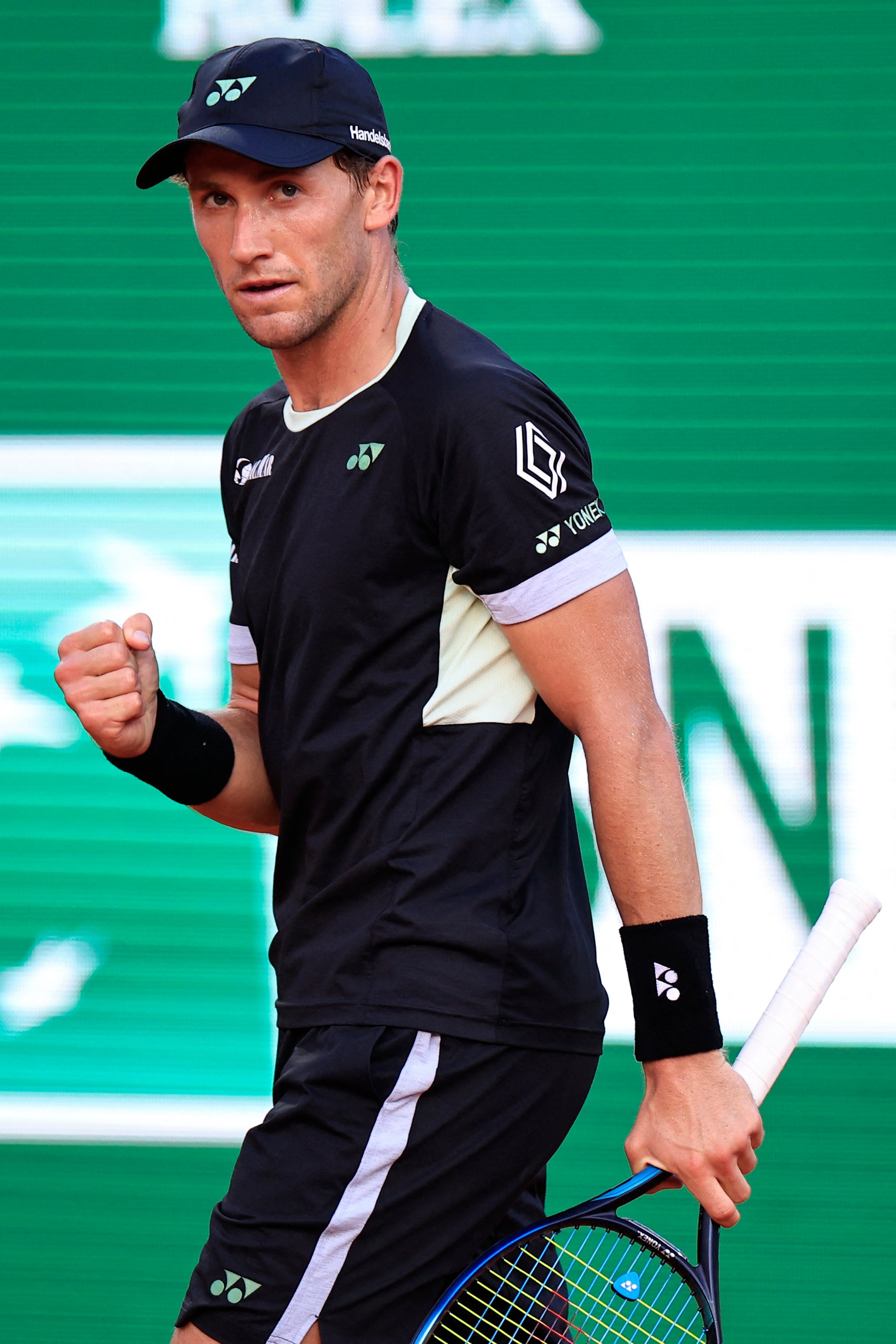 CASPER Ruud celebrates after pulling off a shock 6-4, 1-6, 6-4 win over Novak Djokovic in the semifinals of the Monte Carlo Masters.