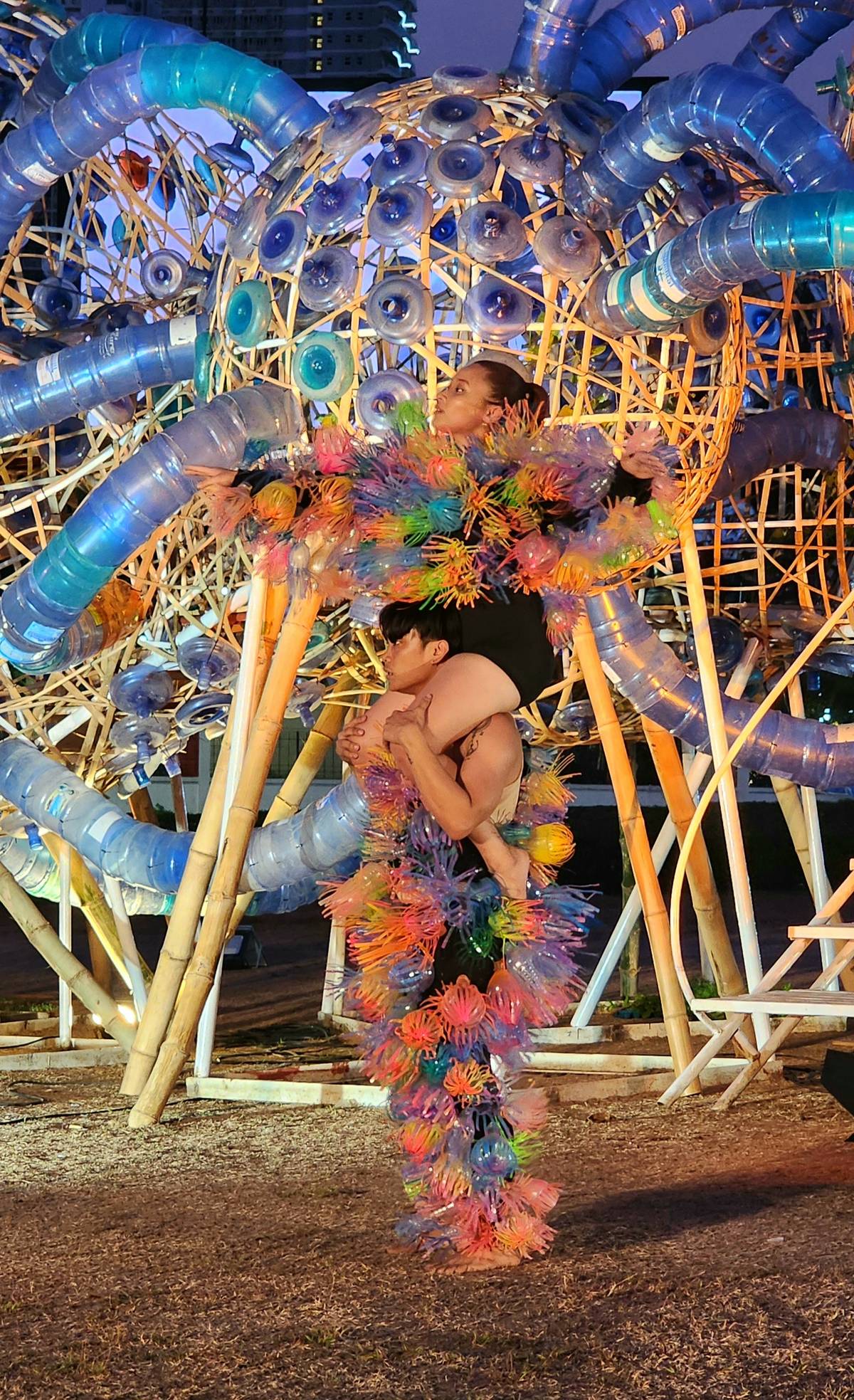 Performance of dancers from Daloy Dance Company wearing costumes designed by New during the inauguration.