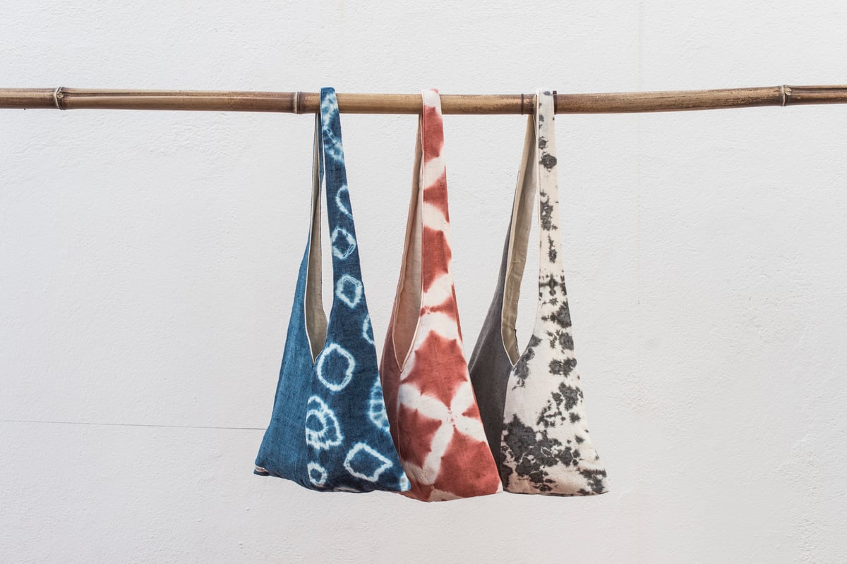 TIE-DYED bags.