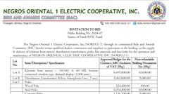 Negros Oriental 1 Electric Cooperative, Inc.(NORECO I) - Invitation to Bid