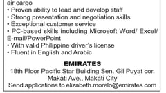 Emirates Job Vacancy - Cargo Manager