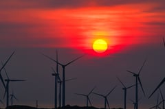 Windmills at sunset