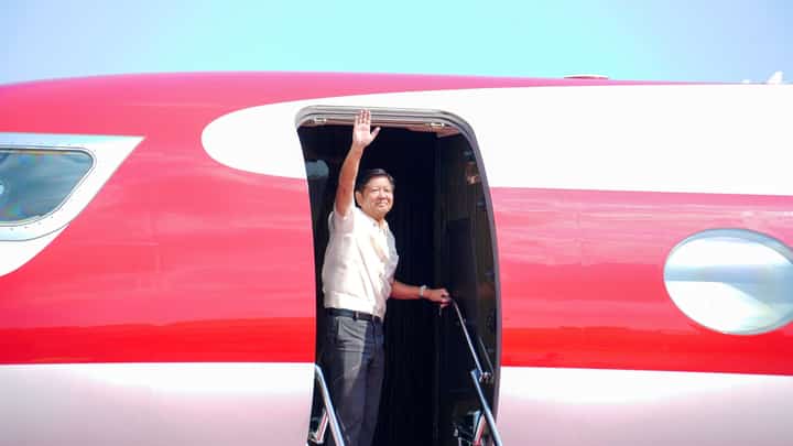 Off to a historic summit President Ferdinand Romualdez Marcos Jr. waves to well-wishers as he departs on Wednesday for Washington, DC, U.S., to attend a historic trilateral meeting with US President Joe Biden and Japanese Prime Minister Fumio Kishida. Marcos said the summit focuses on establishing a framework for joint actions on maritime security and economic cooperation.