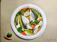 Jonathan Librando’s ‘Sinigang na bangus (Lutong Pinoy),’ colored pencils, 9x12.