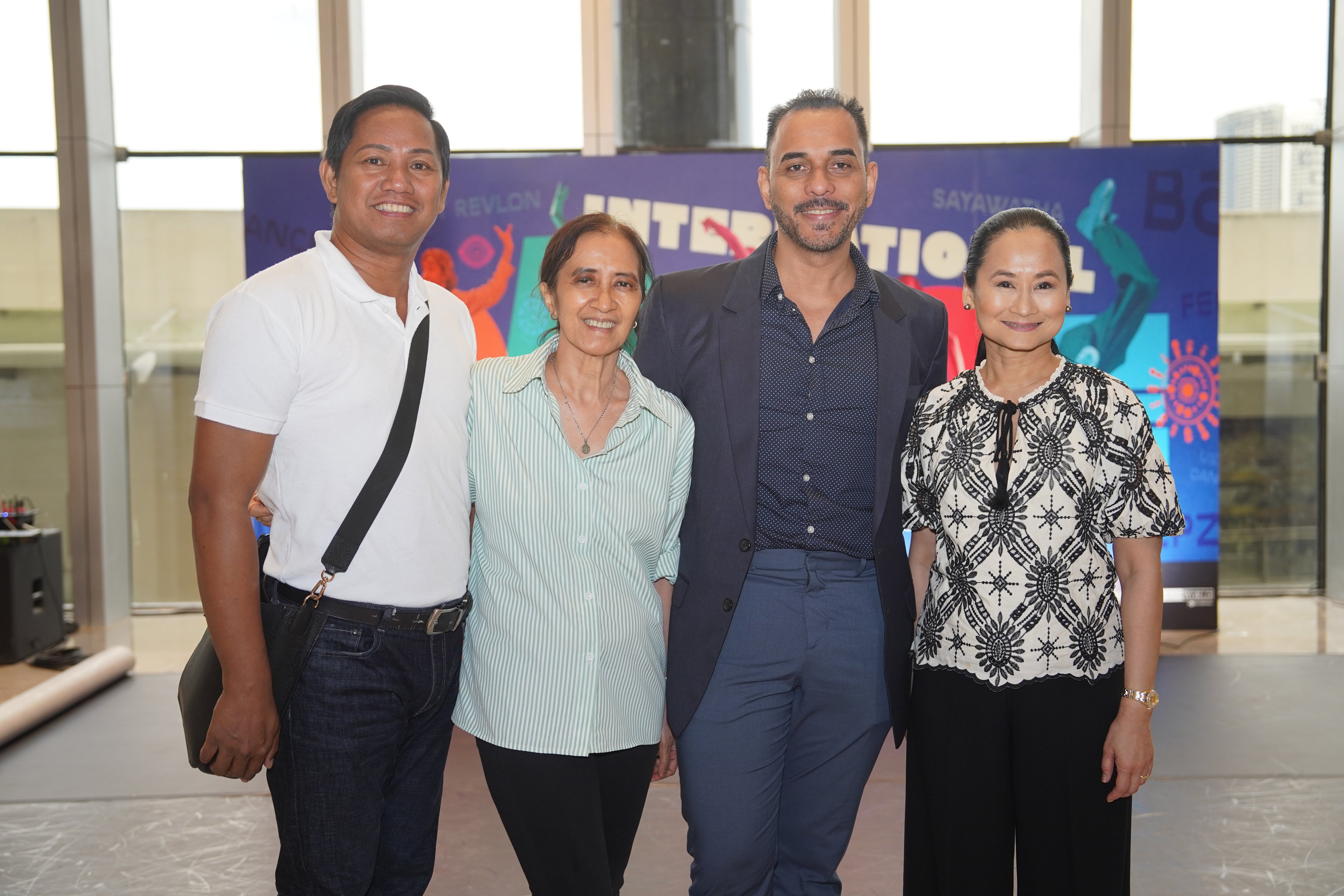 : (From left) Lyle Villahermosa, Ramon Obusan Folkloric Group Dance Director; Myra Beltran, Contemporary Dance Network Philippines Artistic Director; Christopher Mohnani, Samsung Performing Arts Theater Managing Director; and Lisa Macuja Elizalde, Ballet Manila Artistic Director and Chief Executive Officer