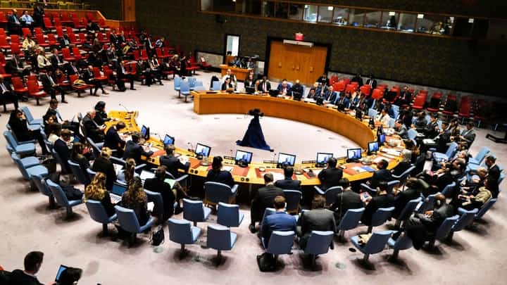 (FILES) The UN Security Council holds an emergency meeting on the risk of famine and attacks on humanitarian workers in Gaza at UN headquarters in New York on 5 April 2024.