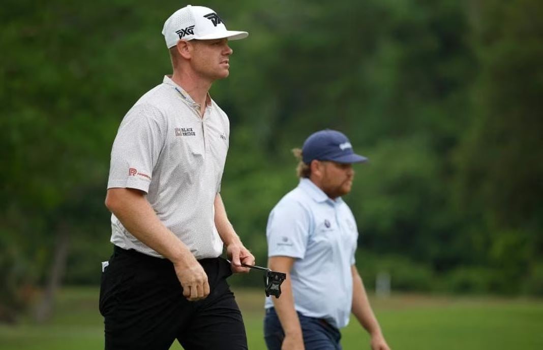 Patrick Fishburn (left) and Zac Blair took the lead on April 27 after 54 holes.