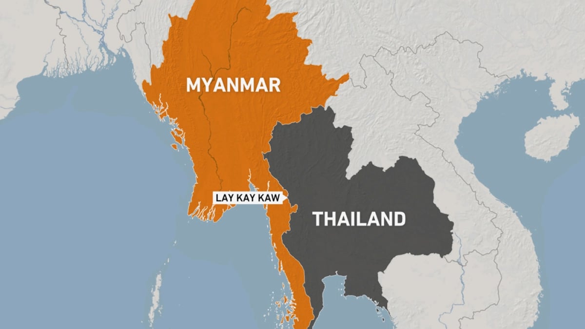 Map of Thai-Myanmar (Thailand and Myanmar) border town