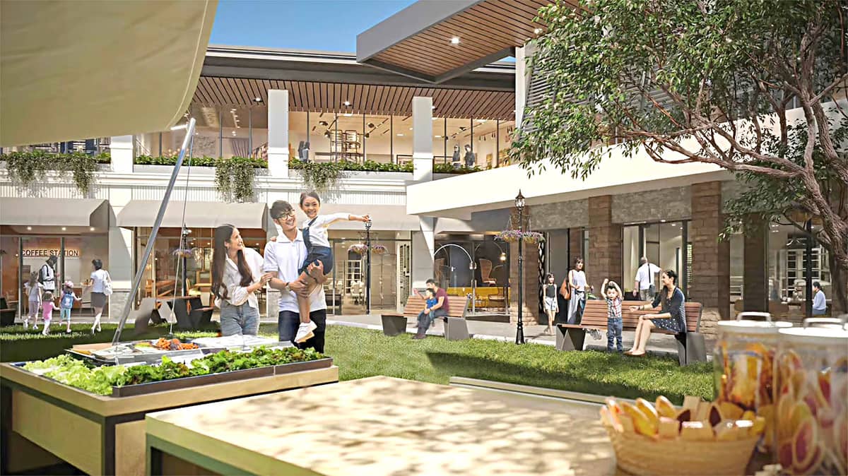 MEADOWCREST
features a Village Center offering a mix of cozy
nooks and lively brickand-mortar storefronts to complete the community’s little
town atmosphere.