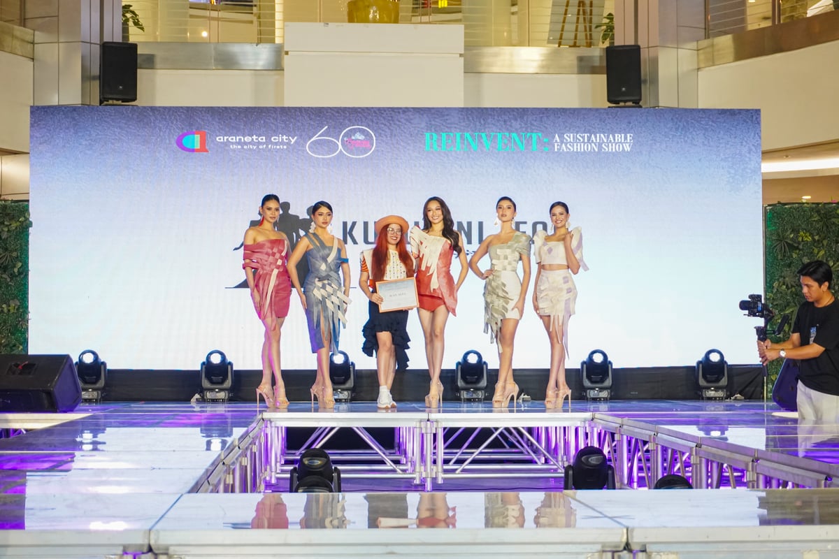 (FROM left) Bb. no. 4 Shaira Marie Rona, Bb. no. 3 Charisse Anthea Abanico, designer Jean Alta,  Binibining Pilipinas 2023 second runner-up Atasha Reign Parani, Bb. no. 2 Corrine San Pedro and Bb. no. 1 Marikit Manaois.