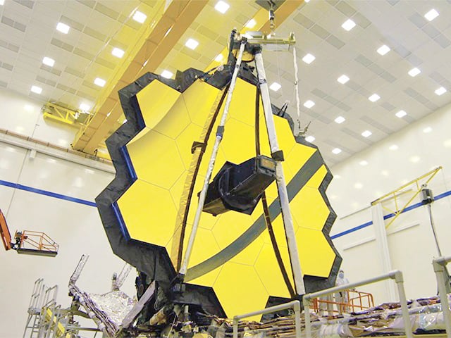 THE James Webb telescope before it was fling into space.