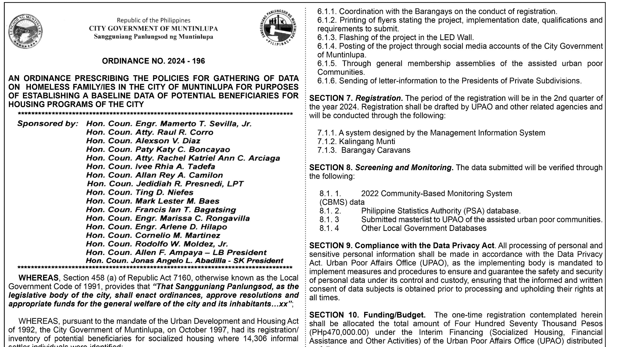 Muntinlupa Ordinance No. 2024-196