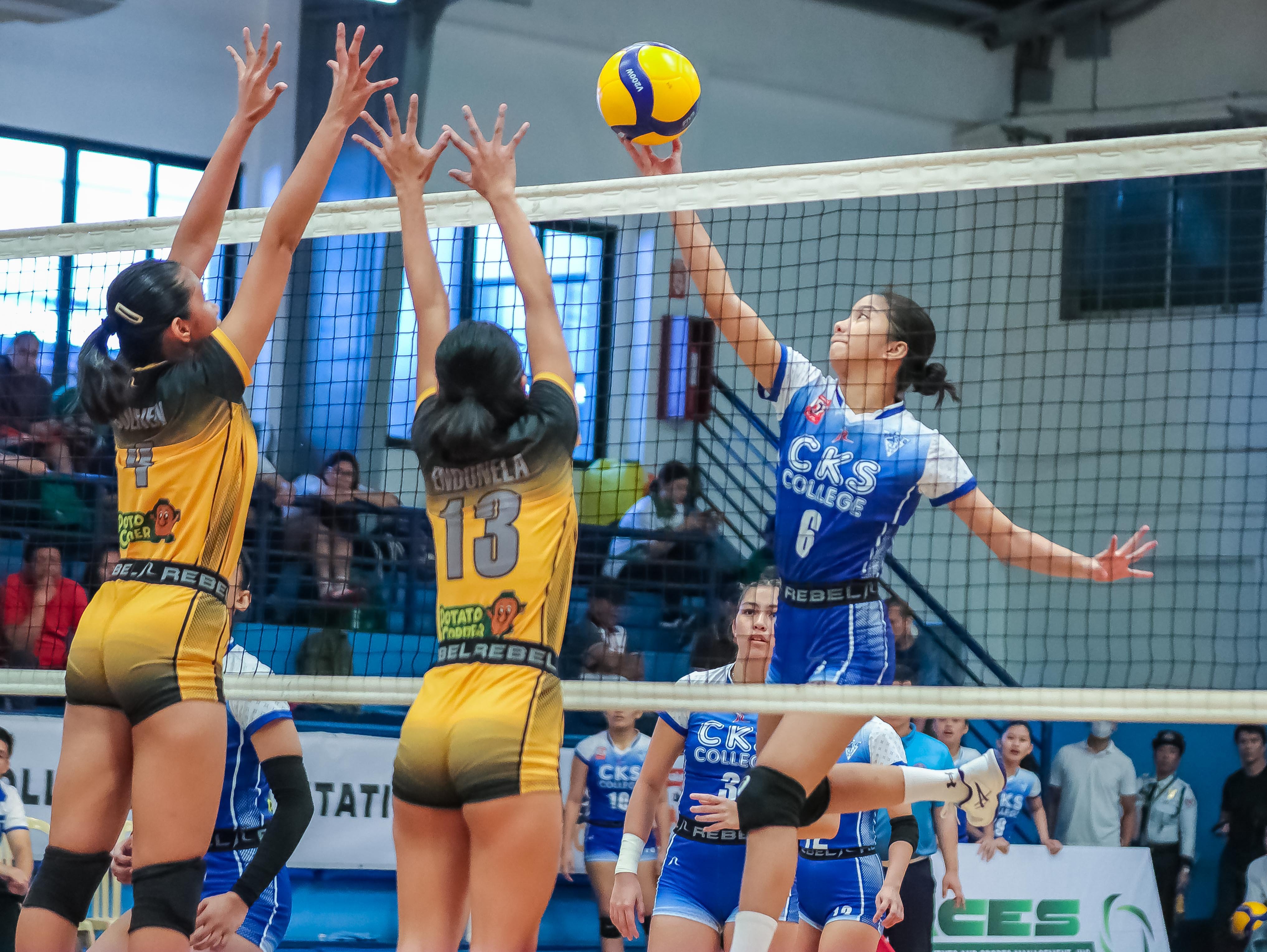 SHAMIRA Pantoja contributes nine points as Shang Kai-shek College shocks defending champion California Academy, 25-19, 28-26, in the Shakey’s Girls Volleyball Invitational League opener.