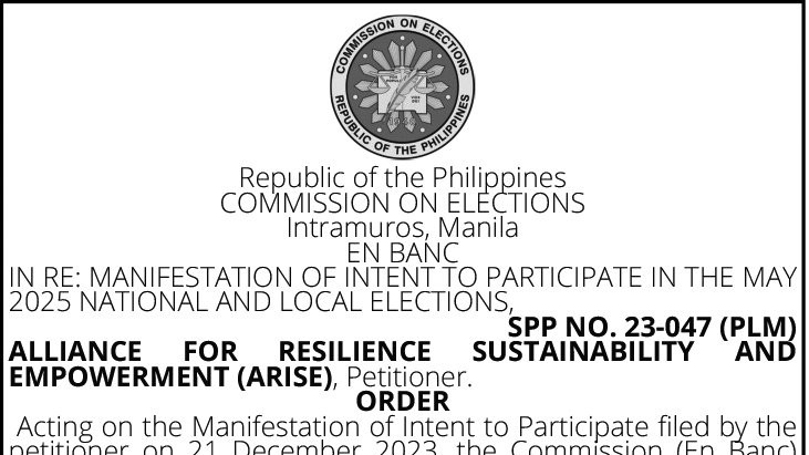 Alliance for Resilience Sustainability and Empowerment (ARISE Partylist)
