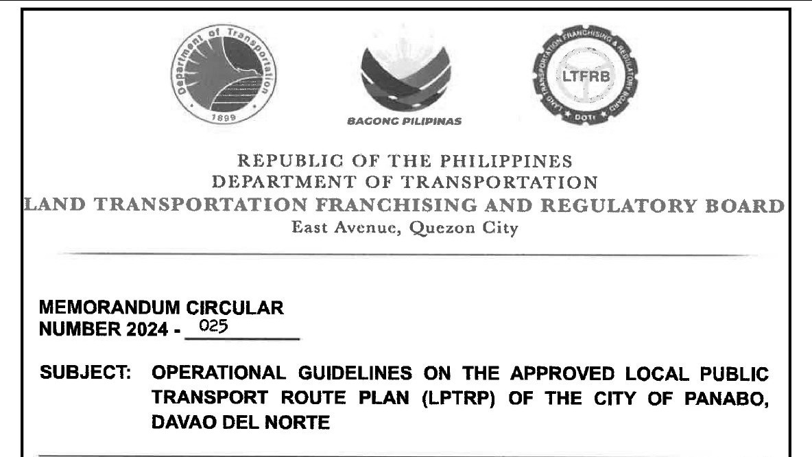 LTFRB MEMORANDUM CIRCULAR NUMBER 2024 - 025