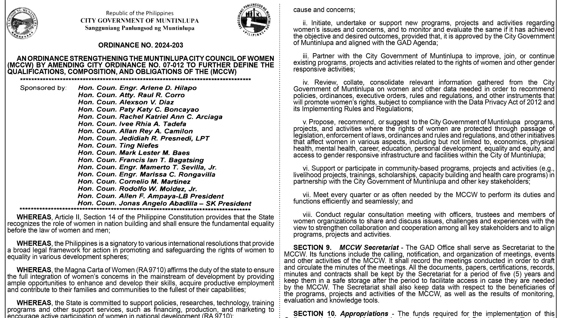 Muntinlupa Ordinance No. 2024-203