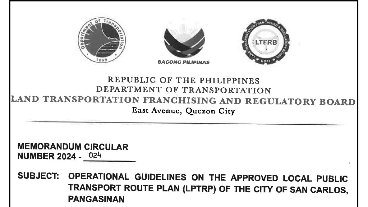 LTFRB MEMORANDUM CIRCULAR NUMBER 2024 - 024