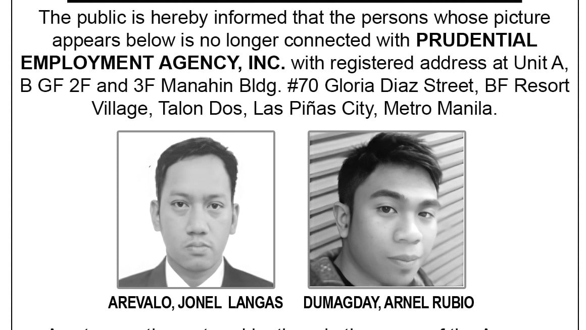 Pudential Employment Agency, Inc. - Notice to the Public