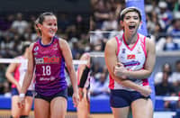 SISI Rondina (Left) aims to help Choco Mucho win its first title in the PVL and TOTS Carlos (Right) is expected to carry the load when Creamline battles Choco Mucho in the finals of the PVL All-Filipino Conference.