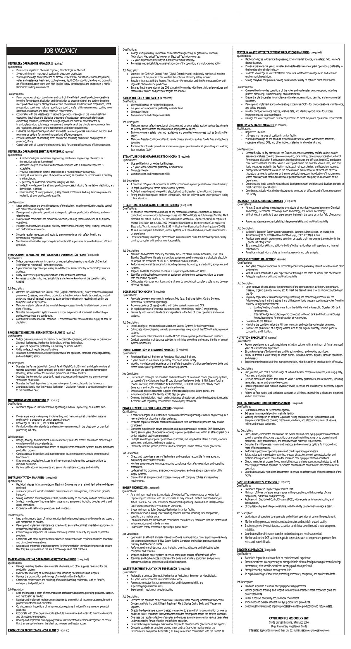CBPI JOB VACANCY