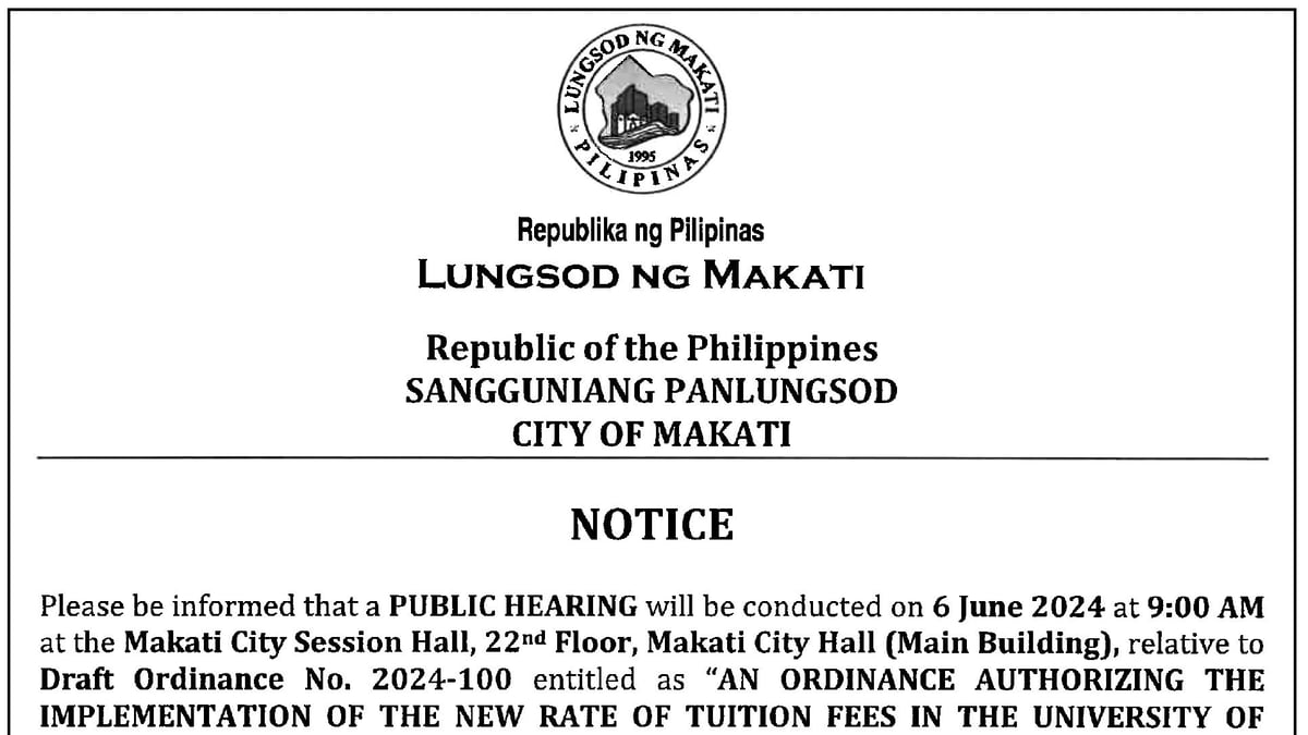 Lungsod ng Makati Public Hearing Draft Ordinance No. 2024-100
