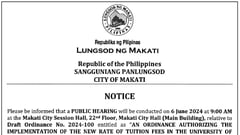 Lungsod ng Makati Public Hearing Draft Ordinance No. 2024-100