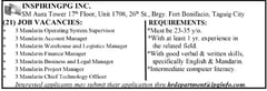 JOB VACANCIES - INSPIRINGPG INC.