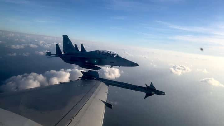 (FILES) Two Philippine Air Force FA-50PH aircraft take part in the recently concluded joint Phl-US Maritime Cooperative Activity in the vicinity of Batanes and areas in the West Philippine Sea.