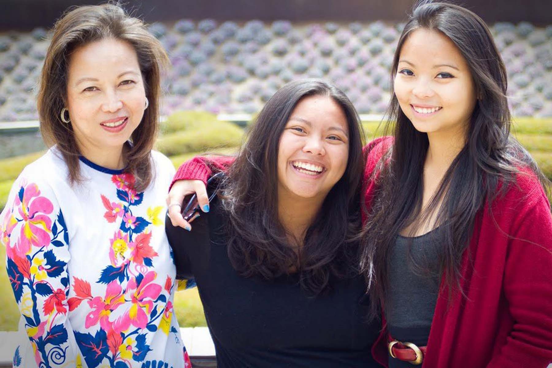 Joy Onglatco with daughters Sansan and Chin.