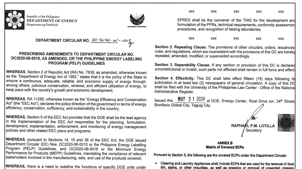 Department of Energy Circular No. DC2024-05-0017