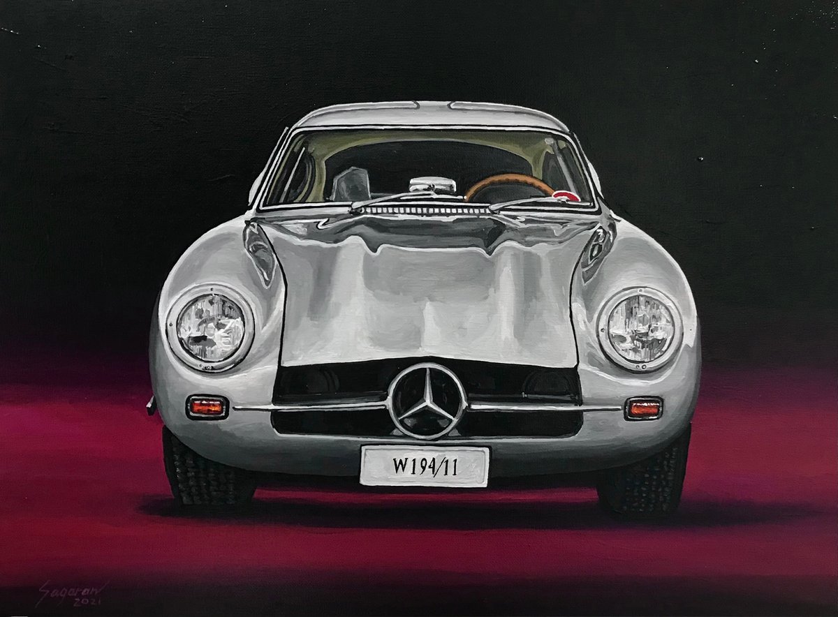 From 2nd Online Exhibition — MERCEDES-BENZ SL SERIES
Title: Mercedes-Benz 300 SL Prototype — 1953
Material: Acrylic on canvas
Year: 2021