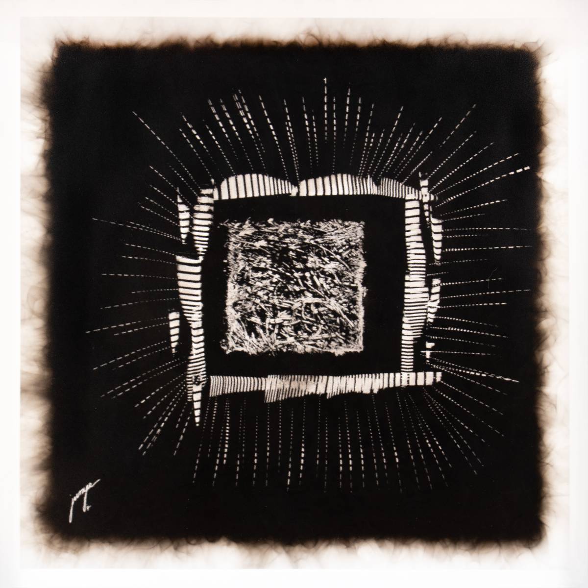 ‘Star Field,’ signed and dated ‘24’ (2024), soot on metal plate, 24 x 24 inches.