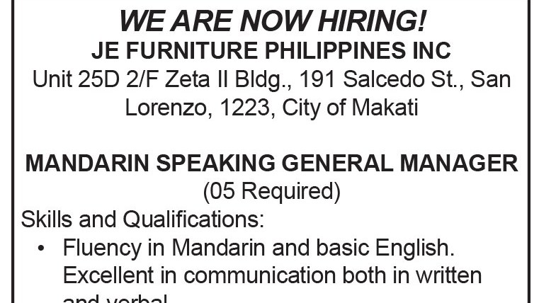 JE Furniture Philippines Inc
