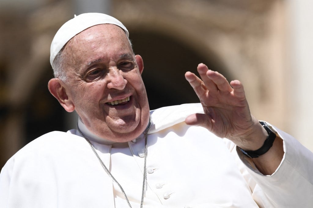 Pope Francis greets people at the end of the weekly general audience on June 12, 2024 at St Peter's square in The Vatican.