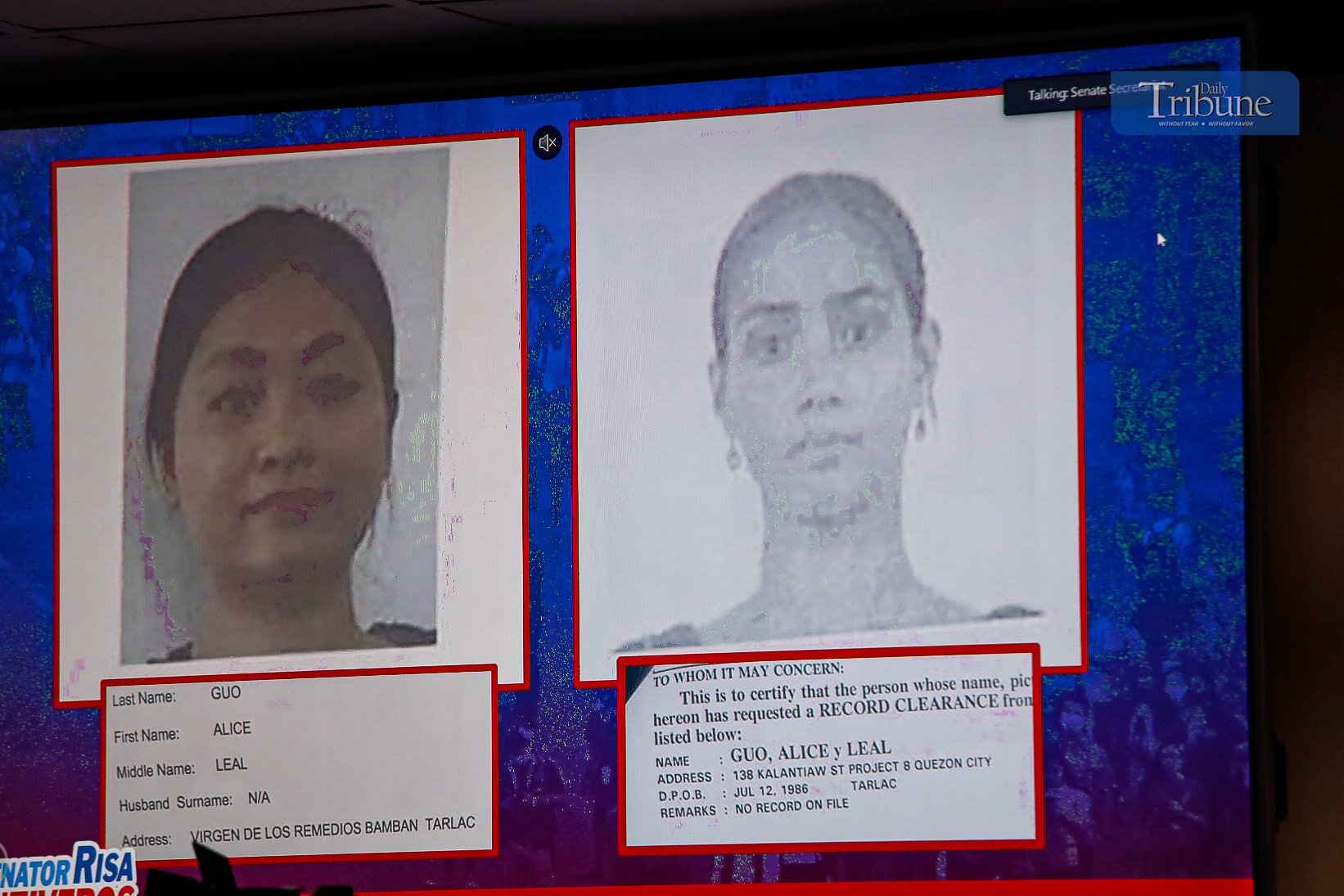 Hontiveros: Guo's fingerprint matched with Guo Hua Ping
