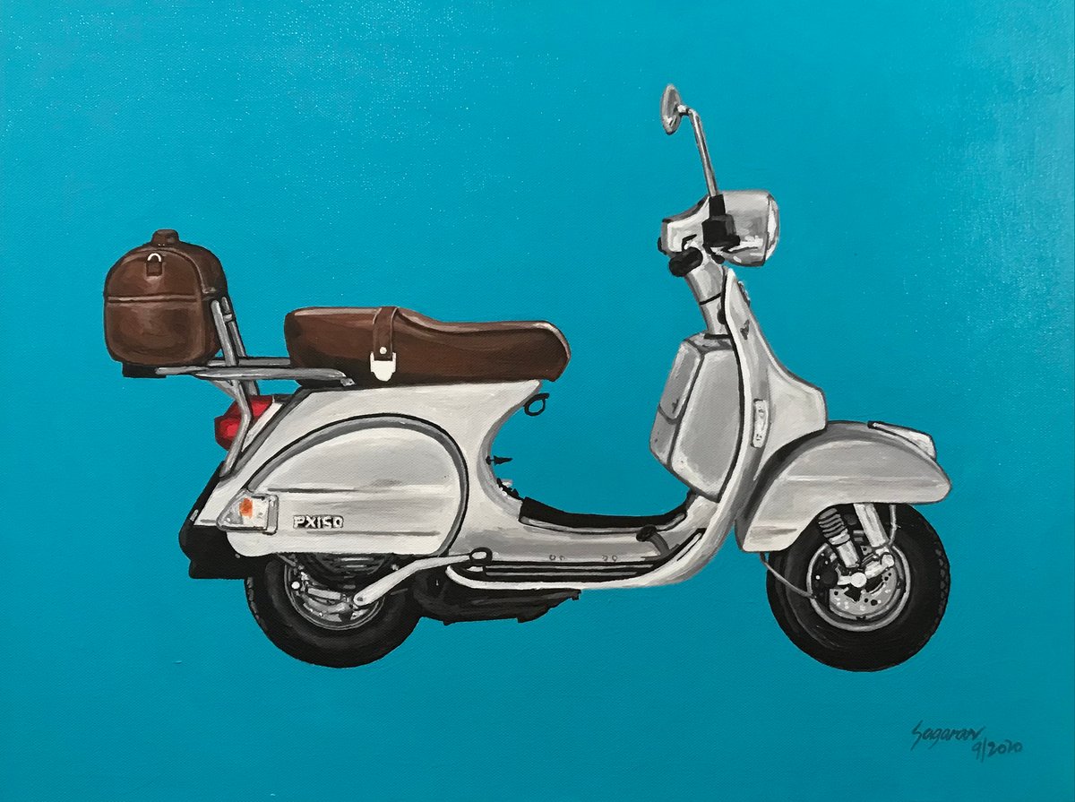 From 1st Online Exhibition — VESPA HISTORY SERIES (Sold Out)
Title: VESPA PX150, 1982
Material: Acrylic on canvas
Year: 2020