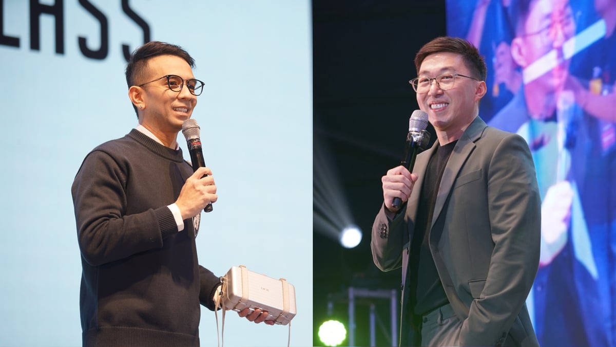 JC Premier finance officer Carlito Macadangdang and chief executive officer Jonathan So.