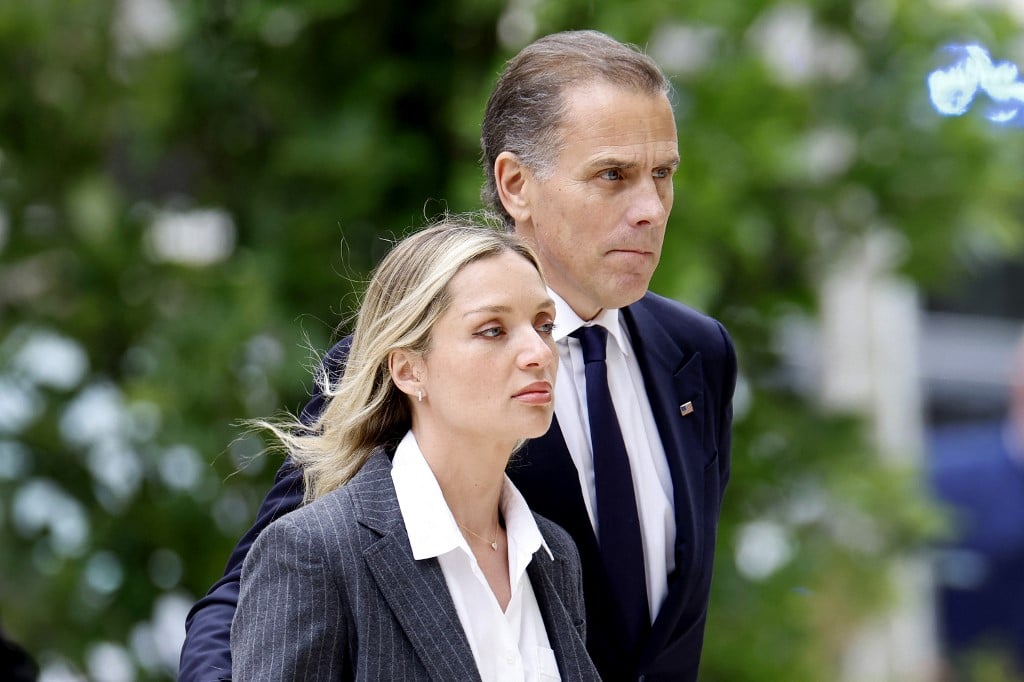 Hunter Biden, son of U.S. President Joe Biden, joined by his wife Melissa Cohen Biden, returns to court at the J. Caleb Boggs Federal Building on June 11, 2024 in Wilmington, Delaware. Hunter Biden has been found guilty on all three counts in his federal gun trial.