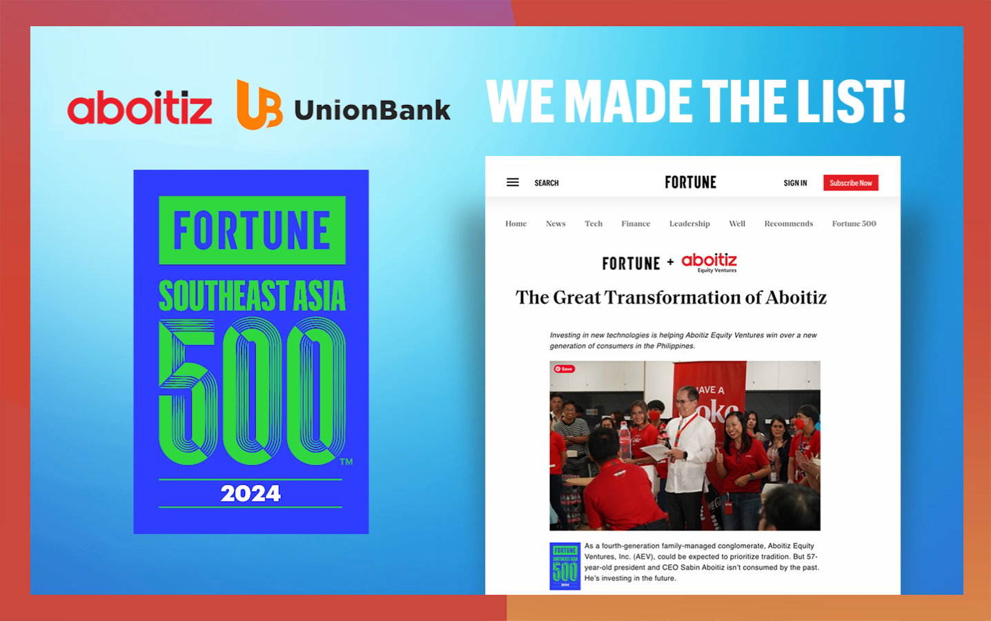 Aboitiz in inaugural 2024 Fortune Southeast Asia 500 list 