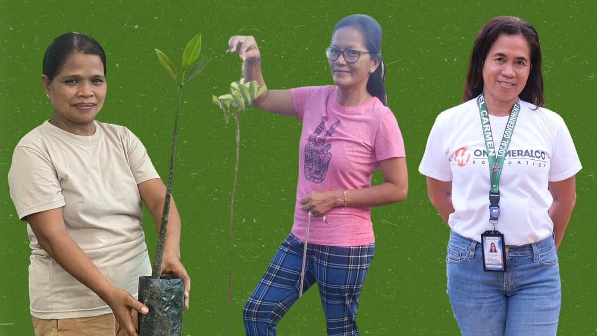 OMF’s Bakhawan stewards (from left) Delailah Lacadue, Retchie Sacapaño and Gina Barquilla.