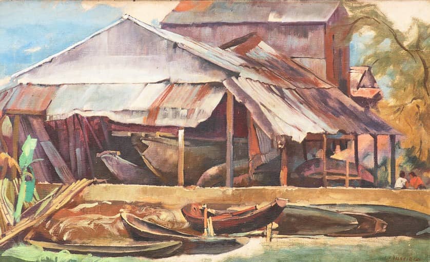 ‘Kuloban ni Rubing’ by Carlos ‘Botong’ Francisco, 15 1_4 x 25 inches, oil on canvas, dated 1967, formerly from Dr. Eleuterio ‘Teyet’ Pascual’s collection, estimated at P2.8 million to P3.5 million.