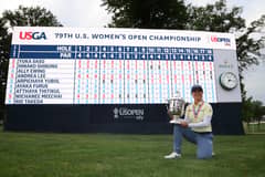 YUKA Saso celebrates after becoming the youngest player to win the US Women’s Open on Monday (Manila time) at the Lancaster Golf Club in Lancaster, Pennsylvania.