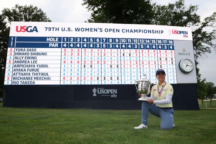 YUKA Saso celebrates after becoming the youngest player to win the US Women’s Open on Monday (Manila time) at the Lancaster Golf Club in Lancaster, Pennsylvania.