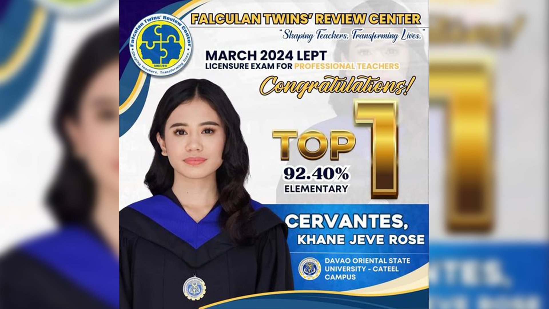 4Ps beneficiary tops teacher’s licensure exam