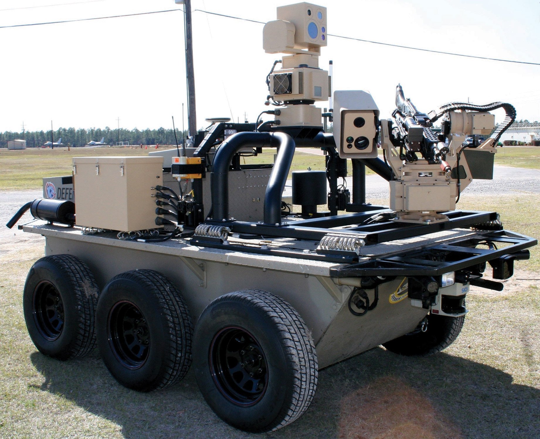 The Defender, one of the many autonomous systems by the US military employed to recon, survey, target and neutralize threat.