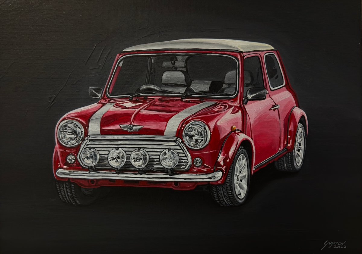 MOVING FORWARD, Debut Exhibition at Conrad Manila
Title: Italian Job Mini Cooper
Material: Acrylic on canvas
Year: 2022