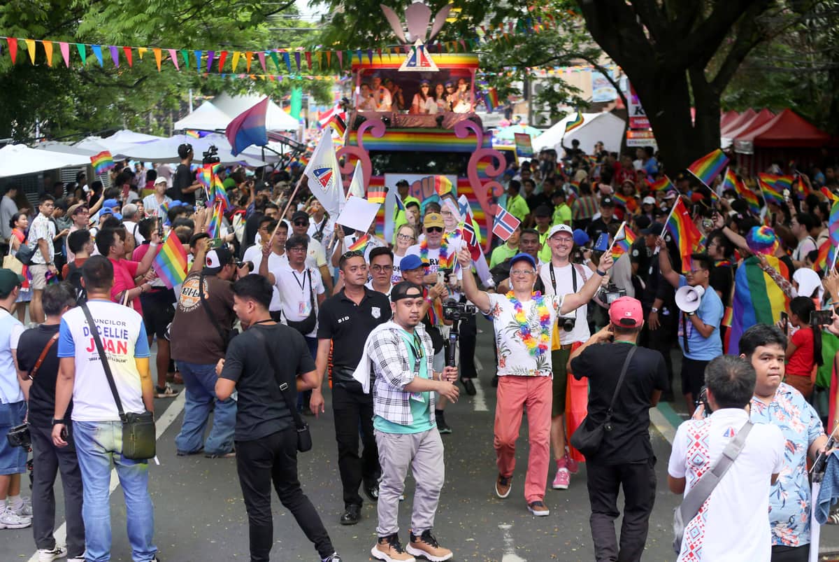 (June 22 2024)………On Saturday, June 22, 2024, Quezon City Mayor Joy Belmonte with ambassador from Different country, and Thousands of LGBTQIA+ members join the Love Laban Pride March 2024 held in Quezon City the "Love Laban 2 Everyone!" Pride PH Festival 2024. which will honor members of the LGBTQ+ community and call for the passage of the SOGIE (sexual orientation, gender identity, and expression) equality bill.………..Photo/Analy Labor