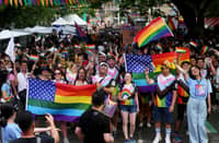 On Saturday, June 22, 2024, Quezon City Mayor Joy Belmonte with ambassador from Different country, and Thousands of LGBTQIA+ members join the Love Laban Pride March 2024 held in Quezon City the "Love Laban 2 Everyone!" Pride PH Festival 2024. which will honor members of the LGBTQ+ community and call for the passage of the SOGIE (sexual orientation, gender identity, and expression) equality bill.