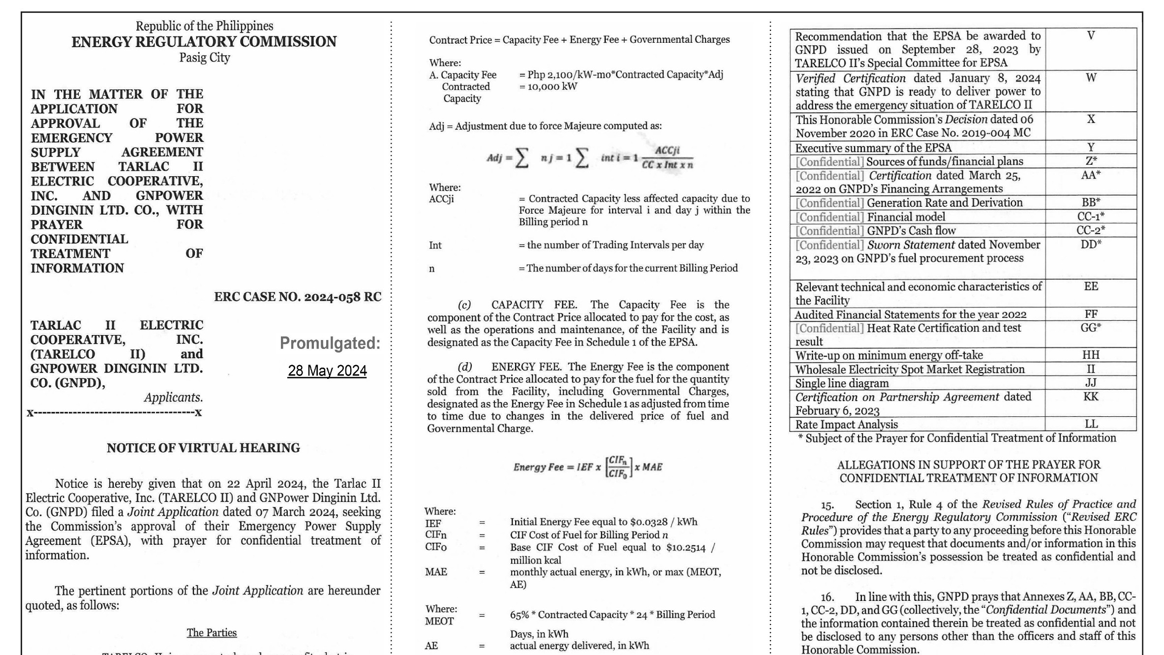 Tarlac II Electric Cooperative, Inc. (TARELCO II) - Notice of Virtual Hearing
